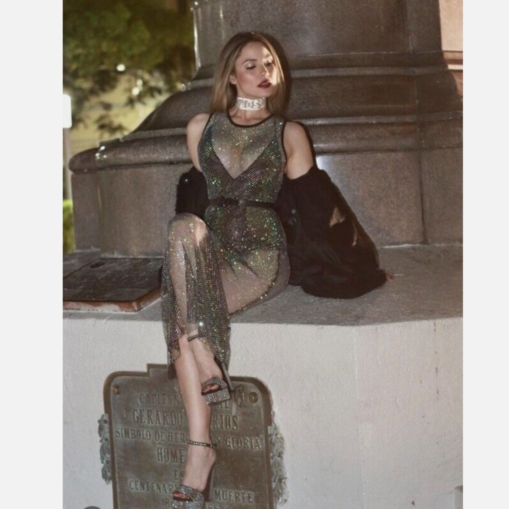 Zara rhinestone sheer dress